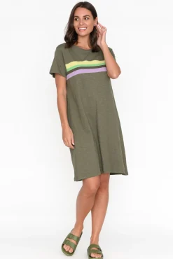 Cotton Dresses<Elm Linden Khaki Cotton Tee Dress
