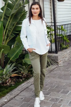 Pants<Betty Basics Lindsay Khaki Cotton Jogger Pant