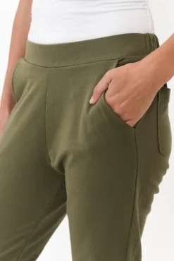 Pants<Betty Basics Lindsay Khaki Cotton Jogger Pant