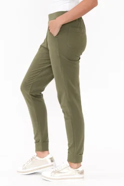 Pants<Betty Basics Lindsay Khaki Cotton Jogger Pant