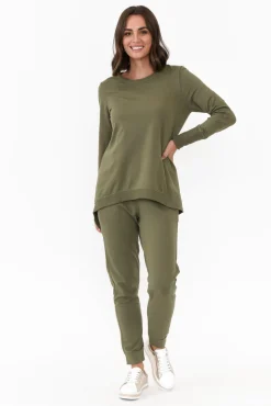 Pants<Betty Basics Lindsay Khaki Cotton Jogger Pant