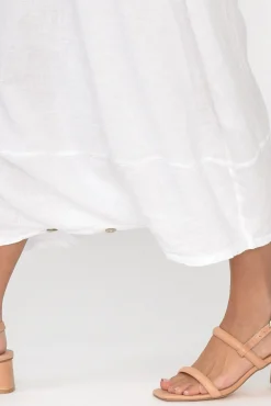 Skirts<La Strada Lisette White Linen Pocket Skirt