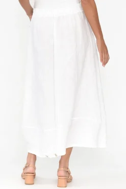 Skirts<La Strada Lisette White Linen Pocket Skirt