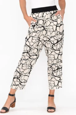 Pants<Tirelli Lisha Cream Abstract Drop Crotch Pant