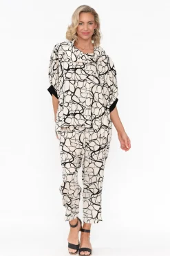 Pants<Tirelli Lisha Cream Abstract Drop Crotch Pant