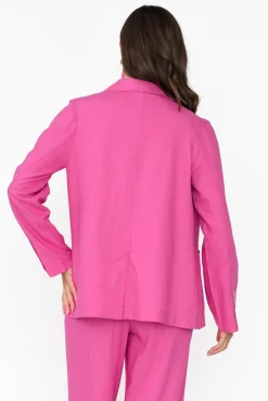 Jackets<Betty Basics Lisset Hot Pink Linen Blend Blazer