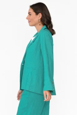 Jackets<Betty Basics Lisset Teal Linen Blend Blazer