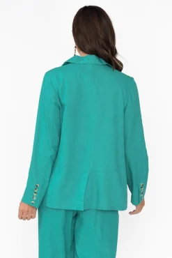 Jackets<Betty Basics Lisset Teal Linen Blend Blazer