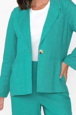 Jackets<Betty Basics Lisset Teal Linen Blend Blazer