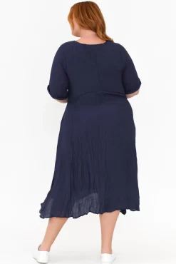 Cotton Dresses<Willow Tree Lloyd Navy Midi Dress