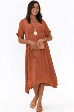 Cotton Dresses<Willow Tree Lloyd Rust Midi Dress