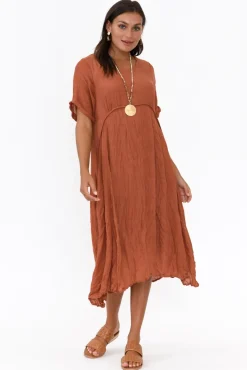 Cotton Dresses<Willow Tree Lloyd Rust Midi Dress