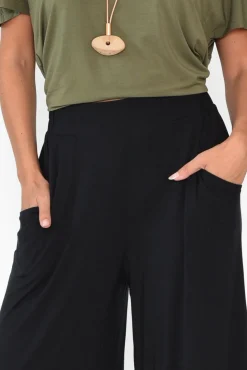 Pants<Tani Lola Black Micro Modal Wide Leg Pant