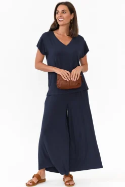 Pants<Willow Tree Lowen Navy Modal Wide Leg Pant
