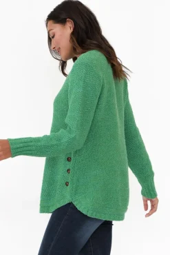 Cotton Tops<Willow Tree Lucas Green Knit Button Jumper