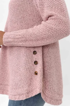 Cotton Tops<Willow Tree Lucas Pink Knit Button Jumper