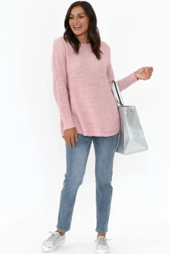 Cotton Tops<Willow Tree Lucas Pink Knit Button Jumper