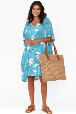 Above Knee Dresses<Isabella Boho Luce Blue Blossom Kaftan