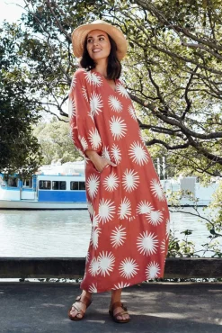 Midi Dresses<Label of Love Ludie Rust Flower Pocket Dress