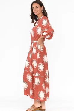 Midi Dresses<Label of Love Ludie Rust Flower Pocket Dress