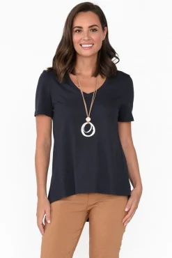 Cotton Tops<Betty Basics Luella Charcoal Cotton Tee