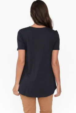 Cotton Tops<Betty Basics Luella Charcoal Cotton Tee