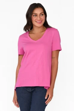 Cotton Tops<Betty Basics Luella Hot Pink Cotton Tee