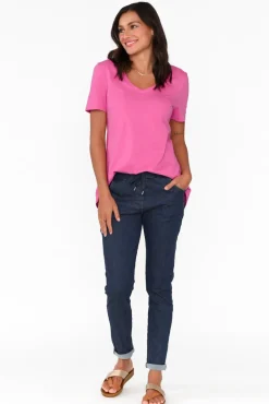 Cotton Tops<Betty Basics Luella Hot Pink Cotton Tee