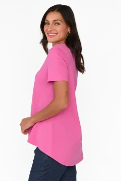 Cotton Tops<Betty Basics Luella Hot Pink Cotton Tee