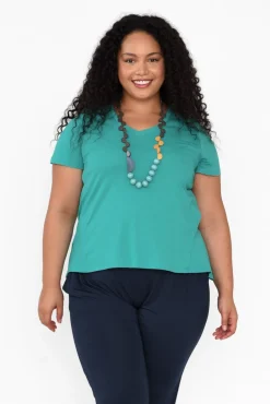 Cotton Tops<Betty Basics Luella Jade Green Cotton Tee
