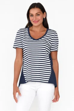 Cotton Tops<Betty Basics Luella Navy Stripe Cotton Tee
