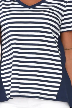 Cotton Tops<Betty Basics Luella Navy Stripe Cotton Tee
