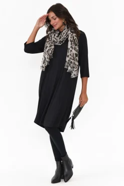 Above Knee Dresses<Tani Luna Black Micro Modal A Line Dress