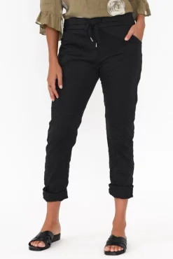 Pants<La Strada Lyle Black Cotton Blend Stretch Pant