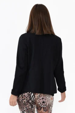 Jackets<Italian Star Maha Black Cotton Relaxed Blazer