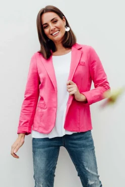 Jackets<Italian Star Maha Hot Pink Cotton Relaxed Blazer