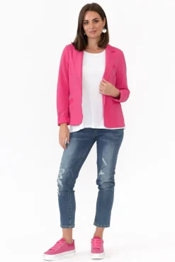 Jackets<Italian Star Maha Hot Pink Cotton Relaxed Blazer