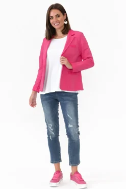 Jackets<Italian Star Maha Hot Pink Cotton Relaxed Blazer