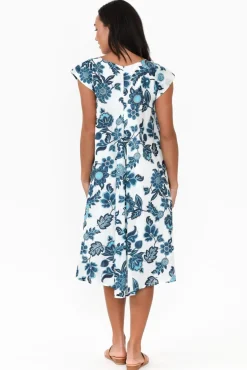 Cotton Dresses<Mozaic Maheno Blue Garden Cotton Dress