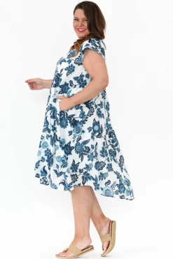 Cotton Dresses<Mozaic Maheno Blue Garden Cotton Dress