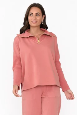Cotton Tops<One Ten Willow Malak Blush Half Zip Jumper