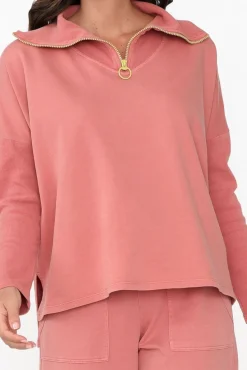 Cotton Tops<One Ten Willow Malak Blush Half Zip Jumper