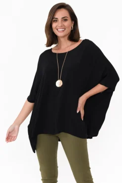 Sleeved Tops<Slate the Label Mali Black Drape Top