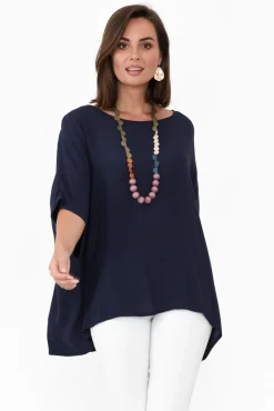 Sleeved Tops<Slate the Label Mali Navy Drape Top