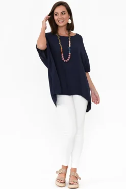 Sleeved Tops<Slate the Label Mali Navy Drape Top