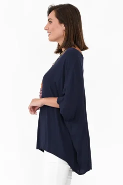 Sleeved Tops<Slate the Label Mali Navy Drape Top