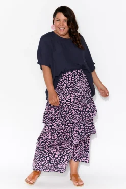 Sleeved Tops<Slate the Label Mali Navy Drape Top