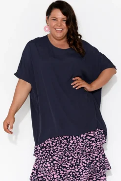 Sleeved Tops<Slate the Label Mali Navy Drape Top