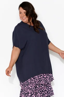 Sleeved Tops<Slate the Label Mali Navy Drape Top