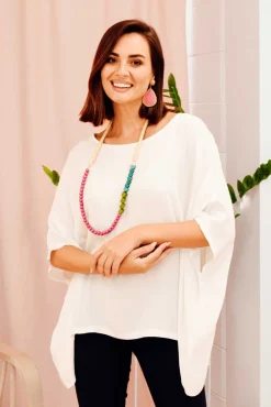 Sleeved Tops<Slate the Label Mali White Drape Top